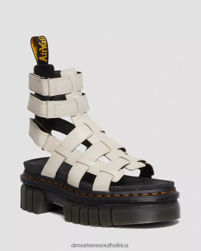 Ricki Nappa Lux Leather Platform Gladiator Sandals Dr. Martens Women Footwear 2J208N267 Cobblestone Grey Nappa Lux