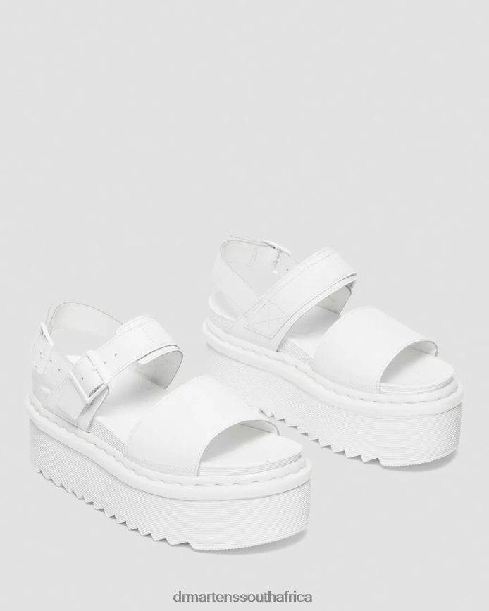 Voss Mono Leather Platform Strap Sandals Dr. Martens Women Footwear 2J208N277 White Hydro