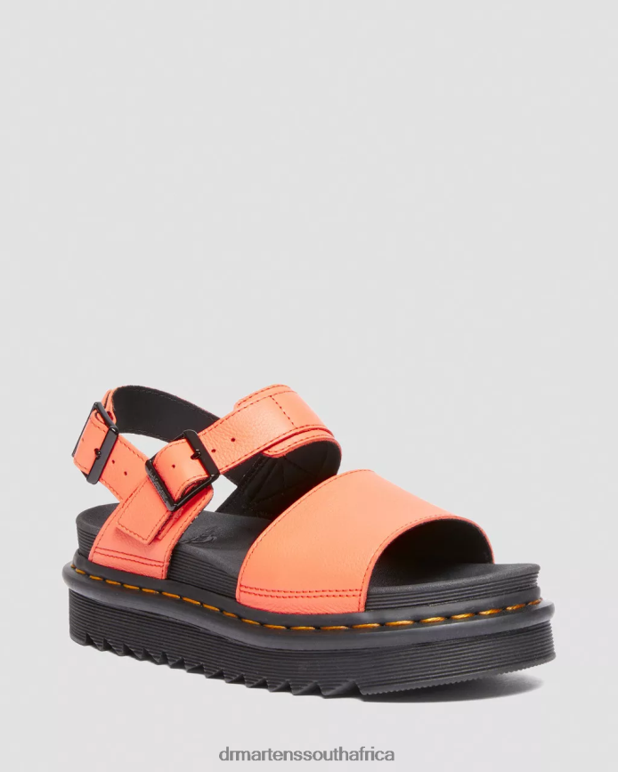 Voss Pisa Leather Strap Sandals Dr. Martens Women Footwear 2J208N276 Coral Pisa